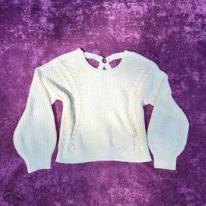 Creamy Knitted Sweater w/ Back Cutout ~